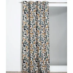 Rocle Rideau tamisant à œillets Ettore imprimé géométrique jaune, bleu H.260 x l.140cm* Rideau|Rideau Tamisant