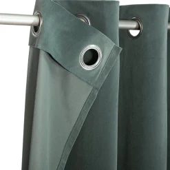 Best GoodHome Rideau tamisant à œillets effet velours Valgreta vert foncé H.260 x l.140cm