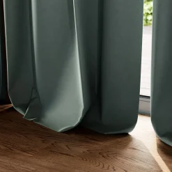 Best GoodHome Rideau tamisant à œillets effet velours Valgreta vert foncé H.260 x l.140cm