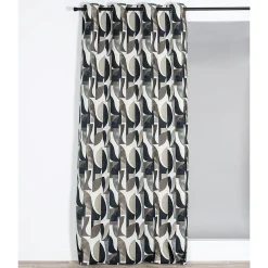 Rocle Rideau tamisant à œillets effet jacquard Janis feuillage noir H.260 x l.140cm* Rideau|Rideau Tamisant