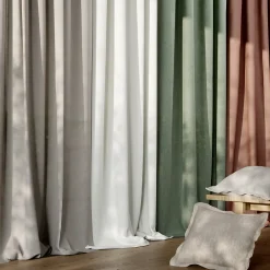 Clearance GoodHome Rideau tamisant à œillets en lin Ambala beige lin H.260 x l.140cm