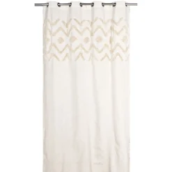 New Deko & Co Rideau tamisant à oeillets haut tufté beige H.260 x l.140cm