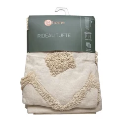 New Deko & Co Rideau tamisant à oeillets haut tufté beige H.260 x l.140cm