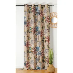 Outlet Linder Rideau tamisant à oeillets Nil imprimé tropical multicouleurs H.260 x l.145