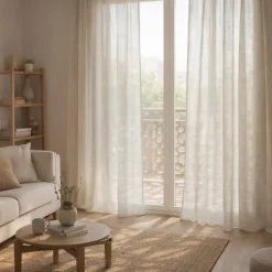 Storesdeco Rideau tamisant beige rideaux salon voilage elegant 200 x 300