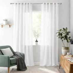 Discount Storesdeco Rideau tamisant blanc rideaux salon voilage elegant 280 x 300