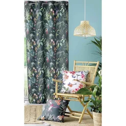 Sale Douceur D'Intérieur Rideau tamisant esprit exotique (140x260 cm - Vert emeraude)
