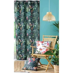 Sale Douceur D'Intérieur Rideau tamisant esprit exotique (140x260 cm - Vert emeraude)