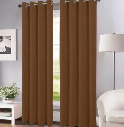 Tendence Rideau thermique à oeillets Farm velours marron camel l.140 x H.260 cm* Rideau Thermique|Rideau