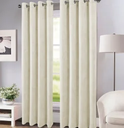 Sale Tendence Rideau thermique à oeillets Farm velours beige écru l.140 x H.260cm