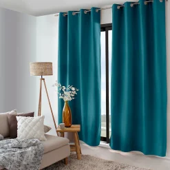Discount Home Maison Rideau thermique doublé (135x240 cm - Bleu Canard)