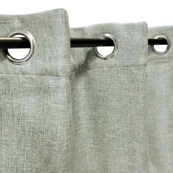 Outlet Dylrev Rideau Thermique effet Lin chiné doublé polaire ton sur ton à œillets 135x240cm prêt a poser, kaki clair