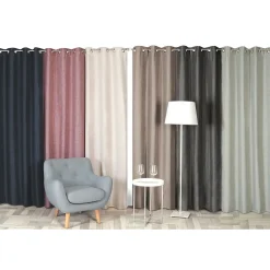 Outlet Dylrev Rideau Thermique effet Lin chiné doublé polaire ton sur ton à œillets 135x240cm prêt a poser, kaki clair
