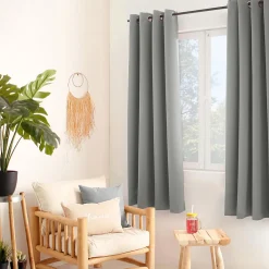 Outlet Home Maison Rideau thermique en microfibre doublée (135x180 cm - Gris clair)