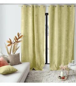 Discount Enjoy Home Rideau thermique en velours tramé "Velvet" - 140x260cm - Vert tilleul