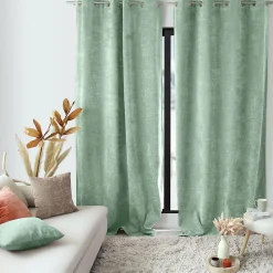 Online Home Maison Rideau thermique en velours doublé polaire (140x260 cm - Céladon)