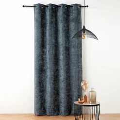 Outlet Linder Rideau thermique et phonique velours chenille (135x260 cm - Bleu)