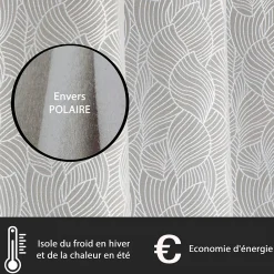 Sale Dylrev Rideau Thermique Fantaisie à œillets 135x240cm, prêt à Poser Gris.