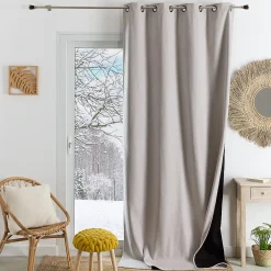 Outlet Home Maison Rideau thermique phonique et semi occultant KONFOR (140x260 cm - Naturel)