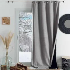 Outlet Home Maison Rideau thermique phonique et semi occultant KONFOR (140x260 cm - Gris Perle)
