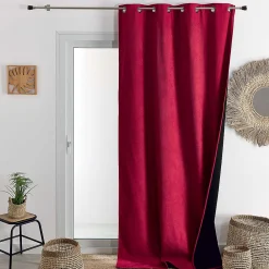 Discount Home Maison Rideau thermique phonique et semi occultant KONFOR (140x180 cm - Rouge)
