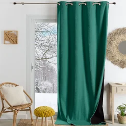 Outlet Home Maison Rideau thermique phonique et semi occultant KONFOR (140x300 cm - Vert)