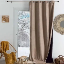 Online Home Maison Rideau thermique phonique et semi occultant KONFOR (140x300 cm - Beige)