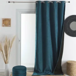 Discount Home Maison Rideau thermique phonique et semi occultant KONFOR (140x260 cm - Bleu Paon)