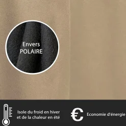 Discount Dylrev Rideau Thermique suédine doublé Polaire 140x180cm, Prêt à Poser Spécial petite hauteur, Taupe