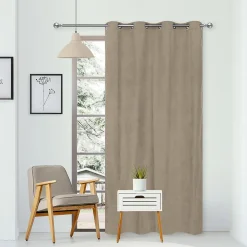Discount Dylrev Rideau Thermique suédine doublé Polaire 140x180cm, Prêt à Poser Spécial petite hauteur, Taupe
