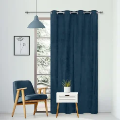 Clearance Dylrev Rideau Thermique suédine doublé polaire 140x240cm, Prêt a Poser, Bleu pétrole