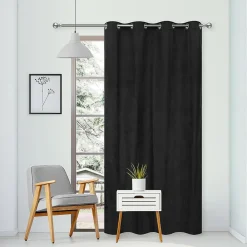 Best Dylrev Rideau Thermique suédine doublé polaire 140x240cm, Prêt a Poser, Noir