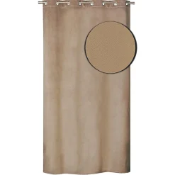 Online Dylrev Rideau Thermique Velours frappé doublé polaire à œillets 140x240cm prêt a poser, Taupe