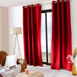 Sale Home Maison Rideau uni isolant et thermique (140x240 cm - Rouge)
