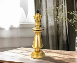 Clearance Mauro Ferretti Roi des échecs en résine doré et noir 11x32,5 cm
