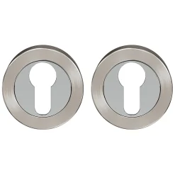Sale GoodHome Rosace de fonction rond à visser Duod Zamac effet chrome et nickel satin gris Ø52mm