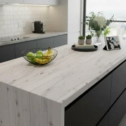 Discount Ambiance Sticker Rouleau adhésif bois blanc-gris au mètre - Autocollants Revêtement Adhésif Cuisine Meubles Salle de bain - 60cmx1m