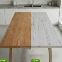 Discount Ambiance Sticker Rouleau adhésif bois blanc-gris au mètre - Autocollants Revêtement Adhésif Cuisine Meubles Salle de bain - 60cmx1m