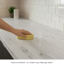 Discount Ambiance Sticker Rouleau adhésif bois blanc-gris au mètre - Autocollants Revêtement Adhésif Cuisine Meubles Salle de bain - 60cmx1m