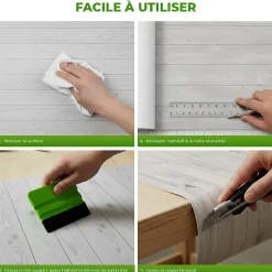 Discount Ambiance Sticker Rouleau adhésif bois blanc-gris au mètre - Autocollants Revêtement Adhésif Cuisine Meubles Salle de bain - 60cmx1m