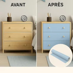 Discount Ambiance Sticker Rouleau adhésif Imperméable Vinyle au Mètre - Sticker Lavable Cuisine Meuble Armoire Porte - 60cmx2m - Bleu poudre