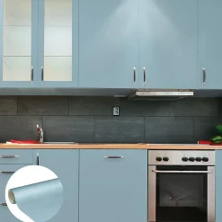 Discount Ambiance Sticker Rouleau adhésif Imperméable Vinyle au Mètre - Sticker Lavable Cuisine Meuble Armoire Porte - 60cmx2m - Bleu poudre
