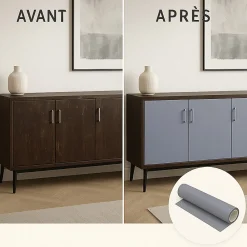 Outlet Ambiance Sticker Rouleau adhésif Imperméable Vinyle au Mètre - Sticker Lavable Cuisine Meuble Armoire Porte - 60cmx1m - Argent