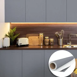 Outlet Ambiance Sticker Rouleau adhésif Imperméable Vinyle au Mètre - Sticker Lavable Cuisine Meuble Armoire Porte - 60cmx1m - Argent