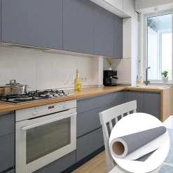Outlet Ambiance Sticker Rouleau adhésif Imperméable Vinyle au Mètre - Sticker Lavable Cuisine Meuble Armoire Porte - 60cmx1m - Argent