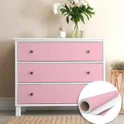 New Ambiance Sticker Rouleau adhésif Imperméable Vinyle au Mètre - Sticker Lavable Cuisine Meuble Armoire Porte - 60cmx1m - Rose poudre