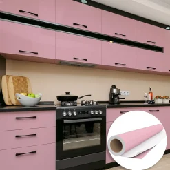 New Ambiance Sticker Rouleau adhésif Imperméable Vinyle au Mètre - Sticker Lavable Cuisine Meuble Armoire Porte - 60cmx1m - Rose poudre