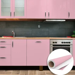 New Ambiance Sticker Rouleau adhésif Imperméable Vinyle au Mètre - Sticker Lavable Cuisine Meuble Armoire Porte - 60cmx1m - Rose poudre