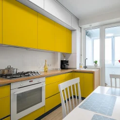 Sale Ambiance Sticker Rouleau adhésif Imperméable Vinyle au Mètre - Sticker Lavable Cuisine Meuble Armoire Porte - 60cmx1m - Jaune moutarde