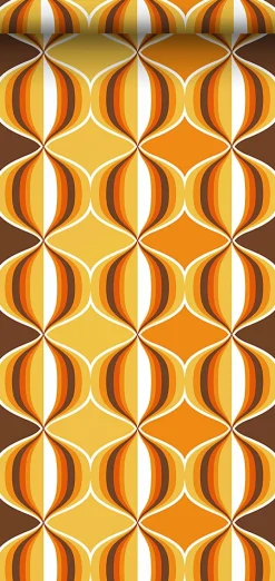 New Sanders & Sanders papier peint ornements au style rétro jaune, marron et orange - 53 cm x 10.05 m - 935269